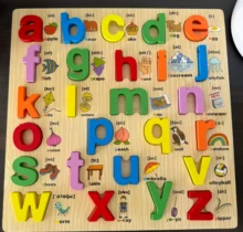 wooden 3D alphabet puzzle board